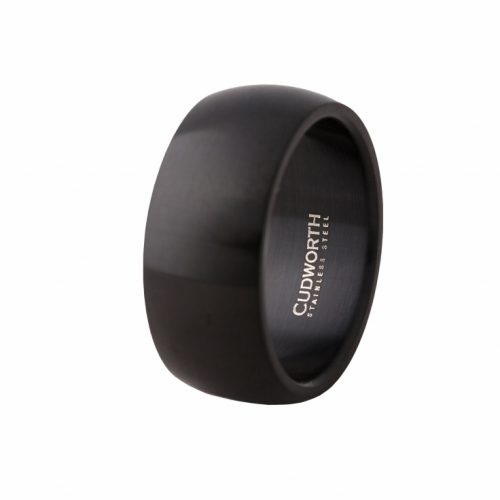 Brushed lon Plated Black Stainless Steel Band Ring