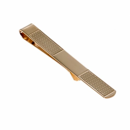 9ct Yellow Gold Tie Slide with Double Engine Turn Segments